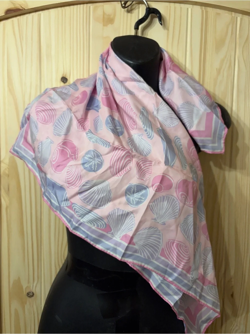 Vintage Vera Neumann Silk Blend Scarf Novelty Print Shells Ocean Beachy Summer